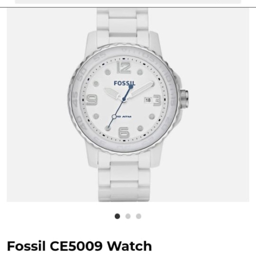 Fossil Ceramica CE5009 Ivory White All Ceramic Men's Watch 47mm - Picture 9 of 11